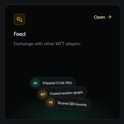Flowker community feed card showing session posts and tournament shares